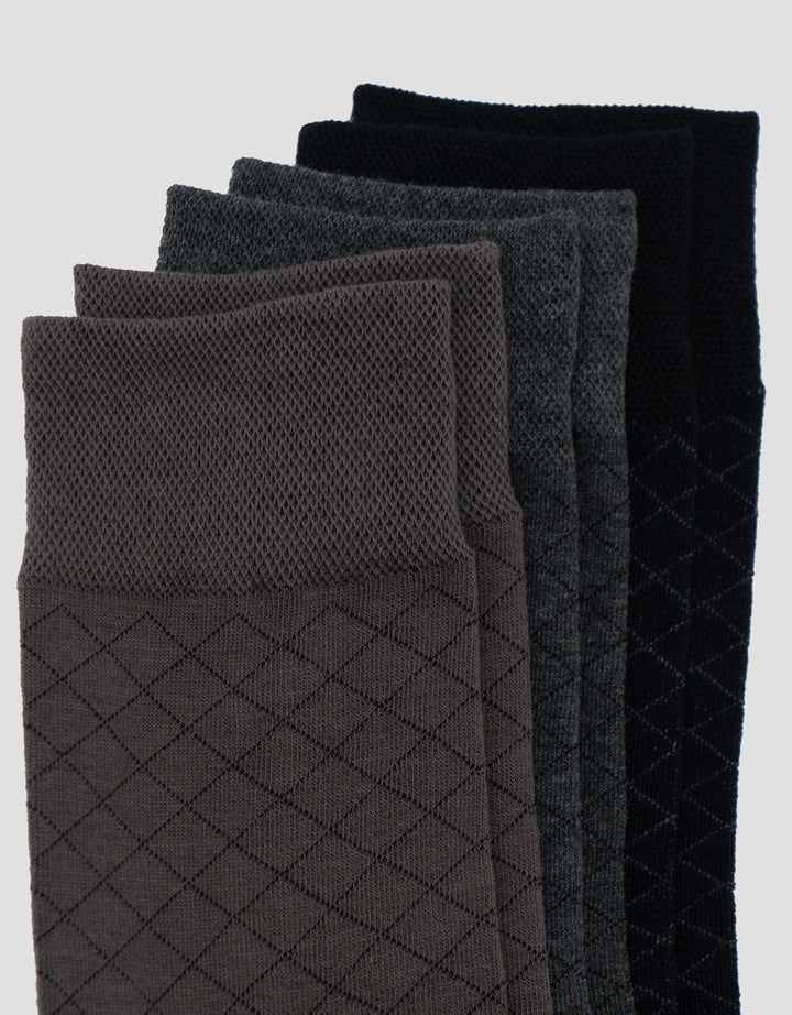 Cole 3Pk Quarter Casual Cross Line Kaus Kaki Pria