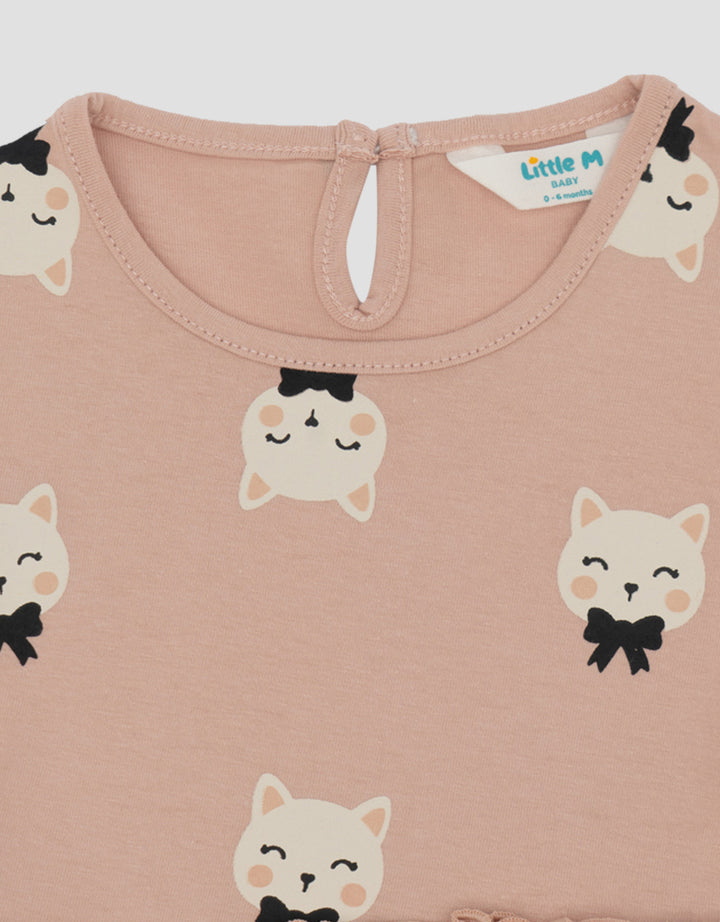 Little M Jersy Cats Midi Dress Bayi
