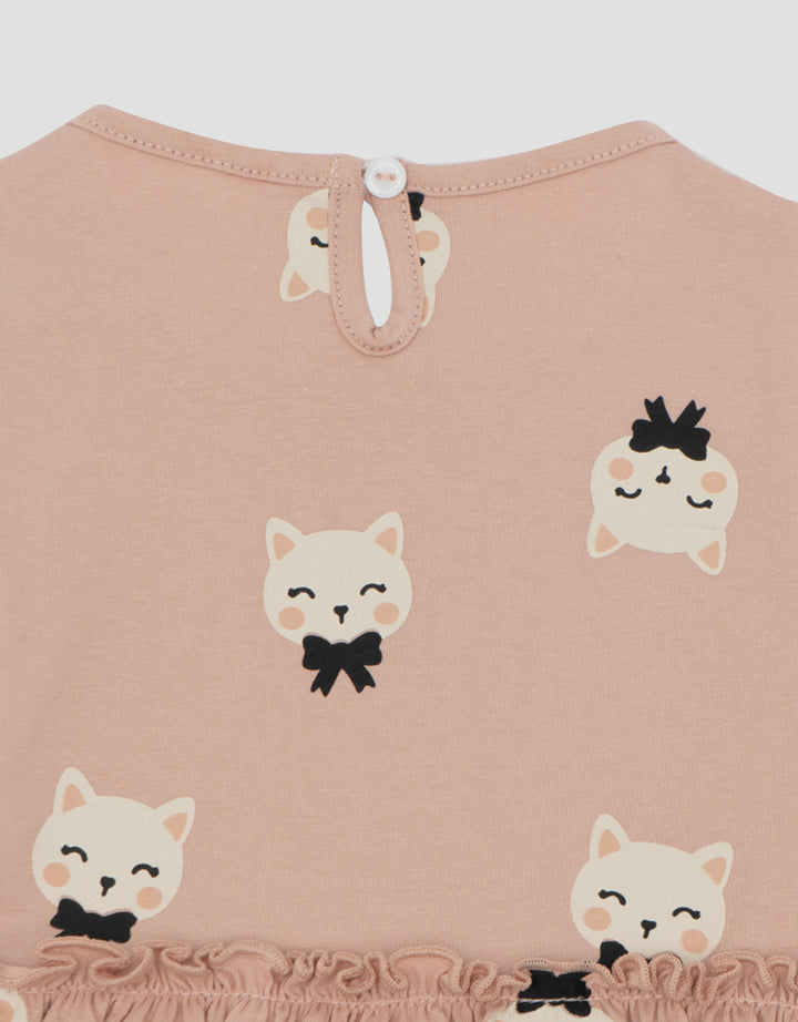 Little M Jersy Cats Midi Dress Bayi