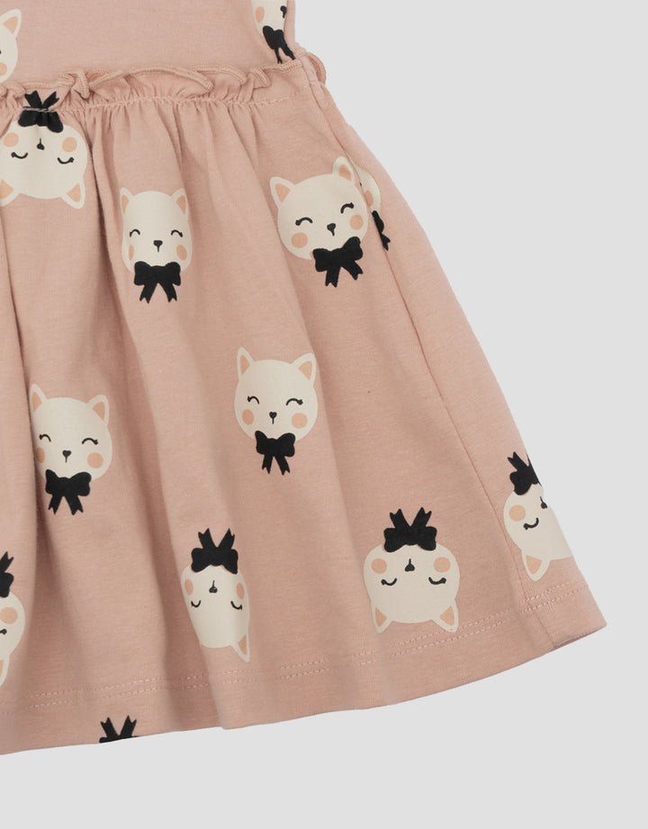 Little M Jersy Cats Midi Dress Bayi