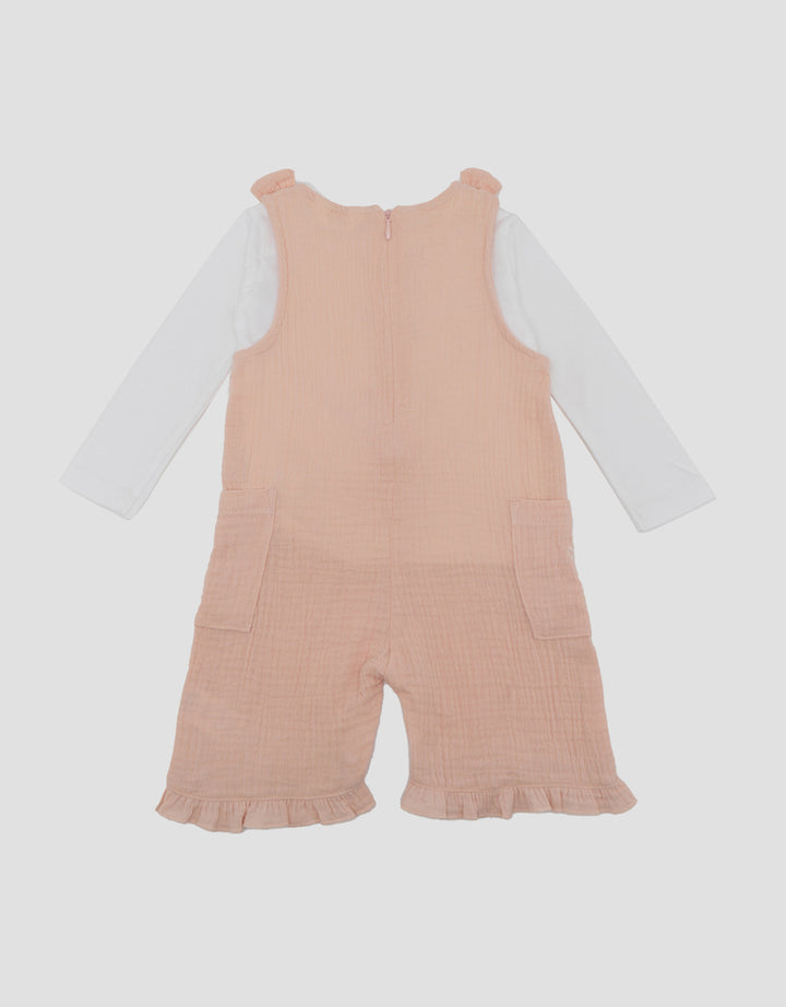 Little M 2Pc Double Layers With Embro Jumpsuit Overall Bayi