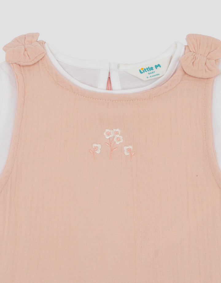 Little M 2Pc Double Layers With Embro Jumpsuit Overall Bayi