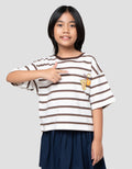 Character Print Stripe Pompompurin Kaos Anak Perempuan