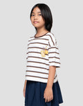 Character Print Stripe Pompompurin Kaos Anak Perempuan