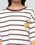 Character Print Stripe Pompompurin Kaos Anak Perempuan