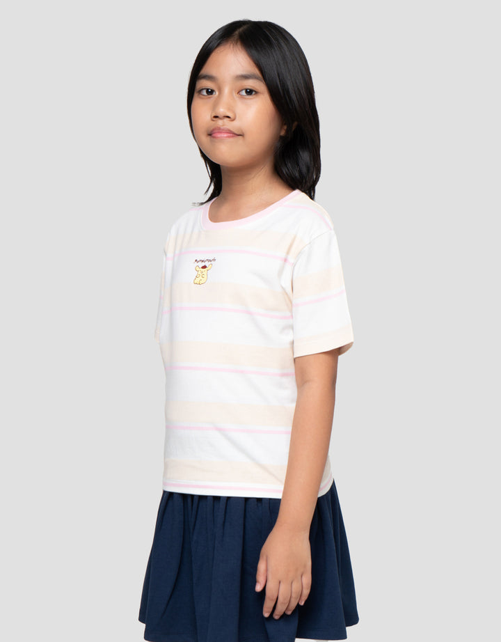 Character Stripe Pompompurin Kaos Anak Perempuan