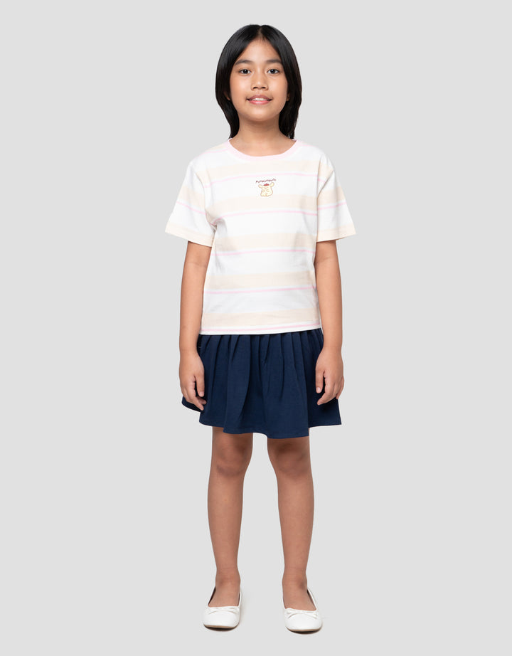 Character Stripe Pompompurin Kaos Anak Perempuan