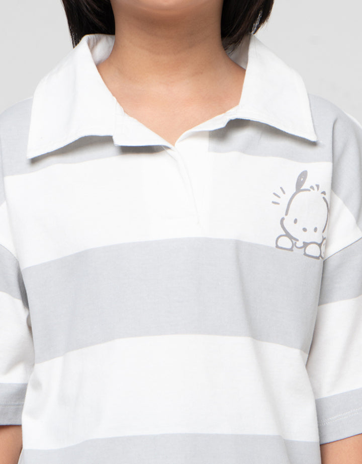 Character Polo Stripe Pochacco Kaos Anak Perempuan