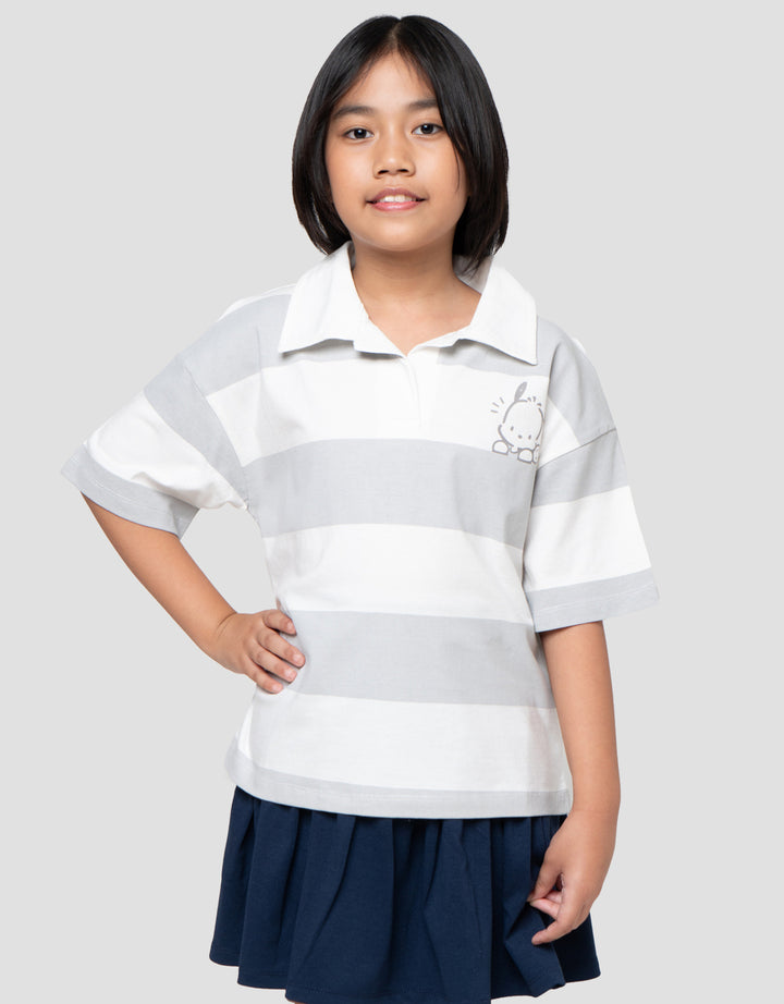 Character Polo Stripe Pochacco Kaos Anak Perempuan