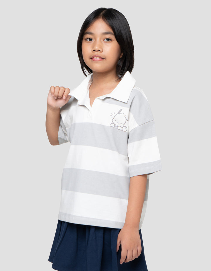 Character Polo Stripe Pochacco Kaos Anak Perempuan