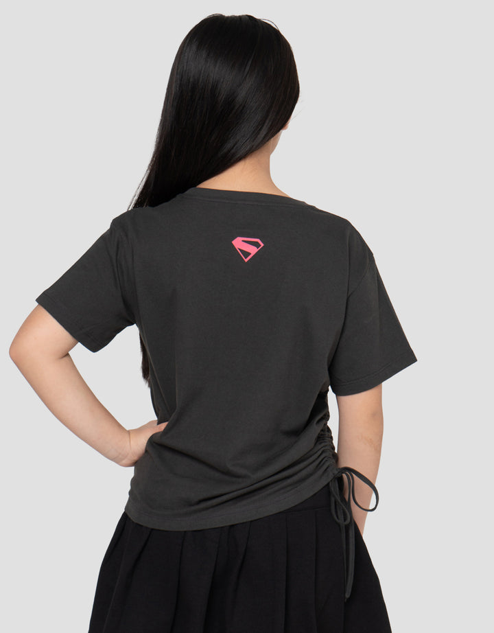Character Supergirl Star Serut Samping Kaos Anak Perempuan