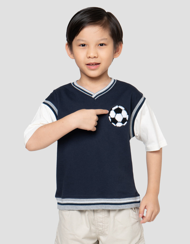 Little M Double Apl Bola Kaos Oversize Anak Laki-Laki