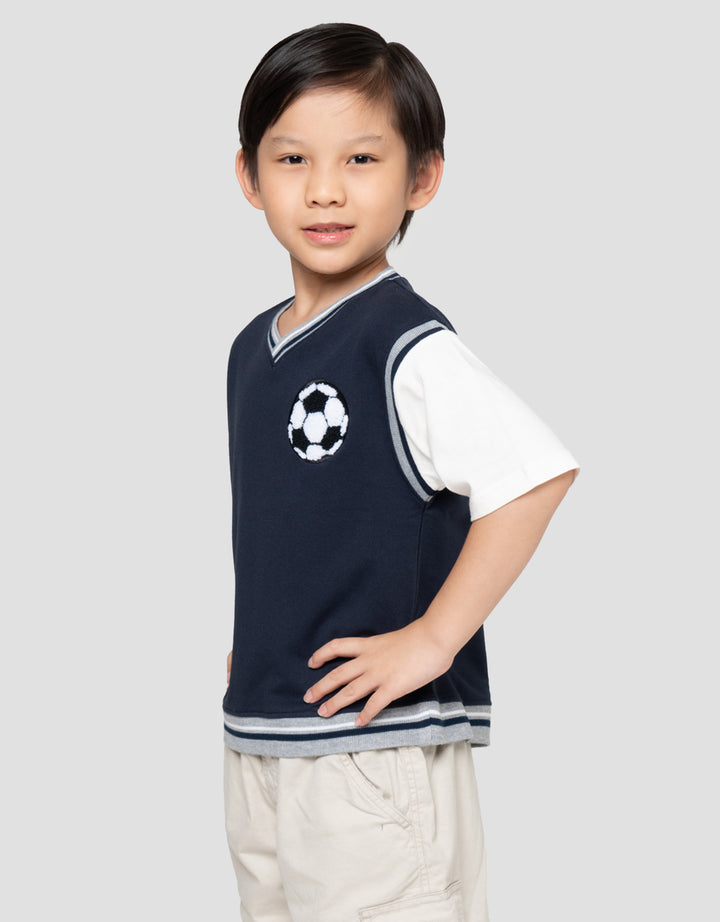 Little M Double Apl Bola Kaos Oversize Anak Laki-Laki