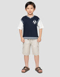 Little M Double Apl Bola Kaos Oversize Anak Laki-Laki