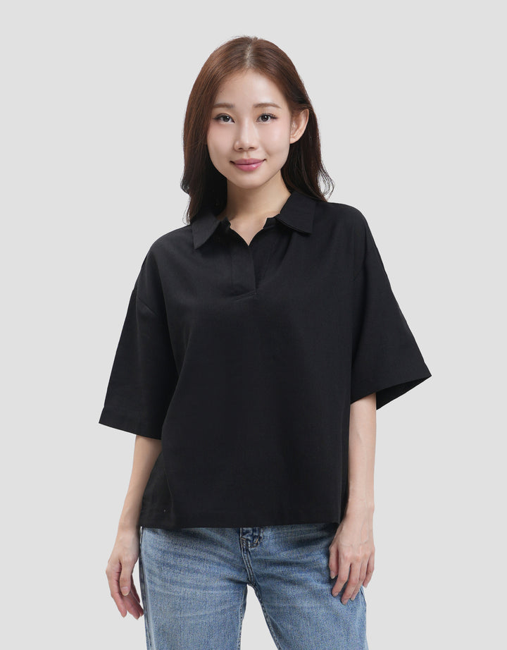 Nevada Linen Kemeja Lengan Pendek Wanita