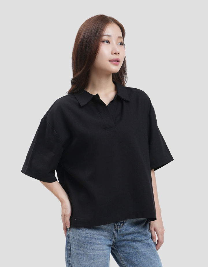Nevada Linen Kemeja Lengan Pendek Wanita