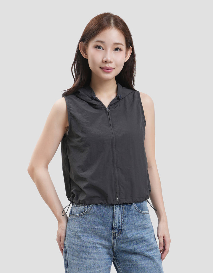 Nevada Sleeveless Top Nylon Jaket Hoodie Wanita