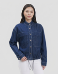 Nevada Stand Collar Denim Jaket Wanita