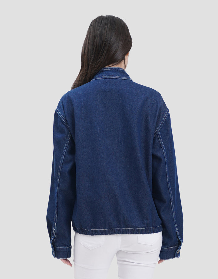 Nevada Stand Collar Denim Jaket Wanita