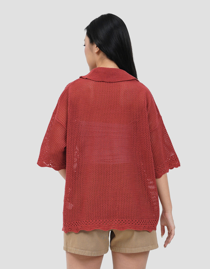 NEVADA BOXOV FLAT KNIT CROCHET CARDIGAN WANITA