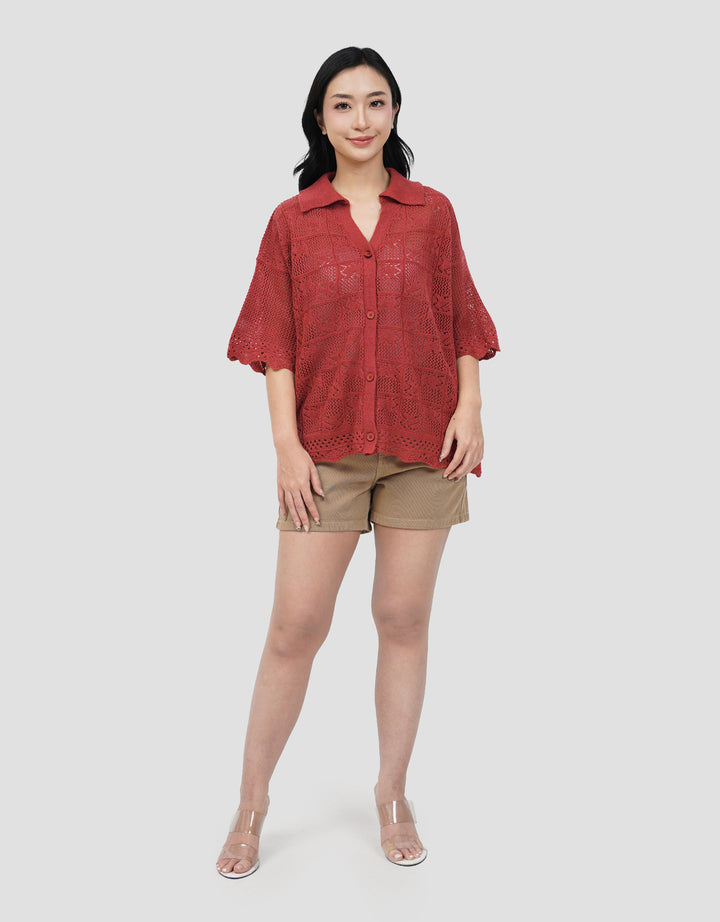 NEVADA BOXOV FLAT KNIT CROCHET CARDIGAN WANITA
