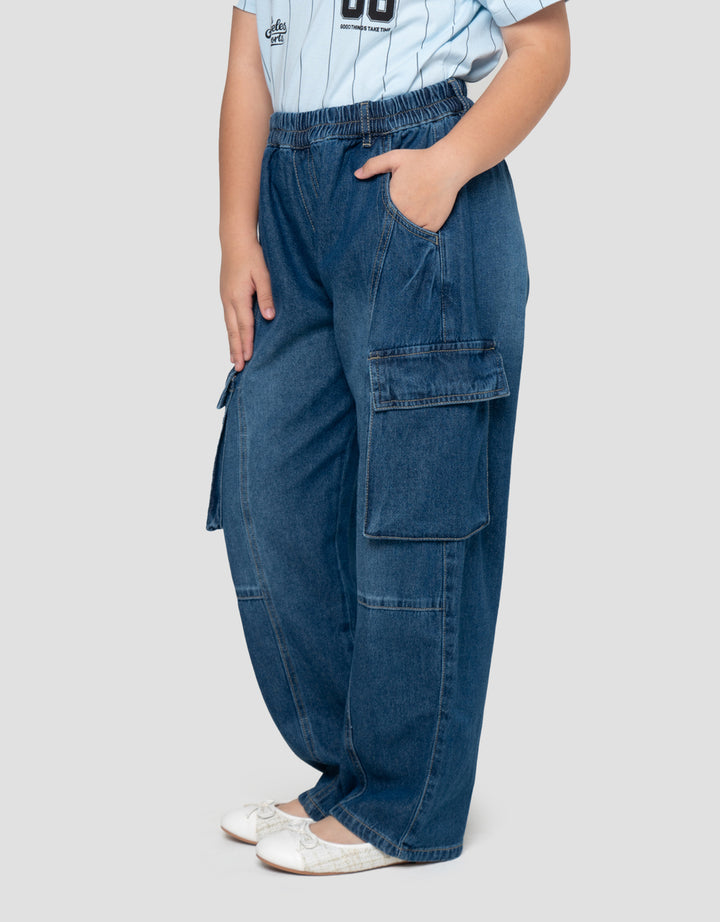 Nevada Barrel Cargo Pocket Celana Denim Anak Perempuan