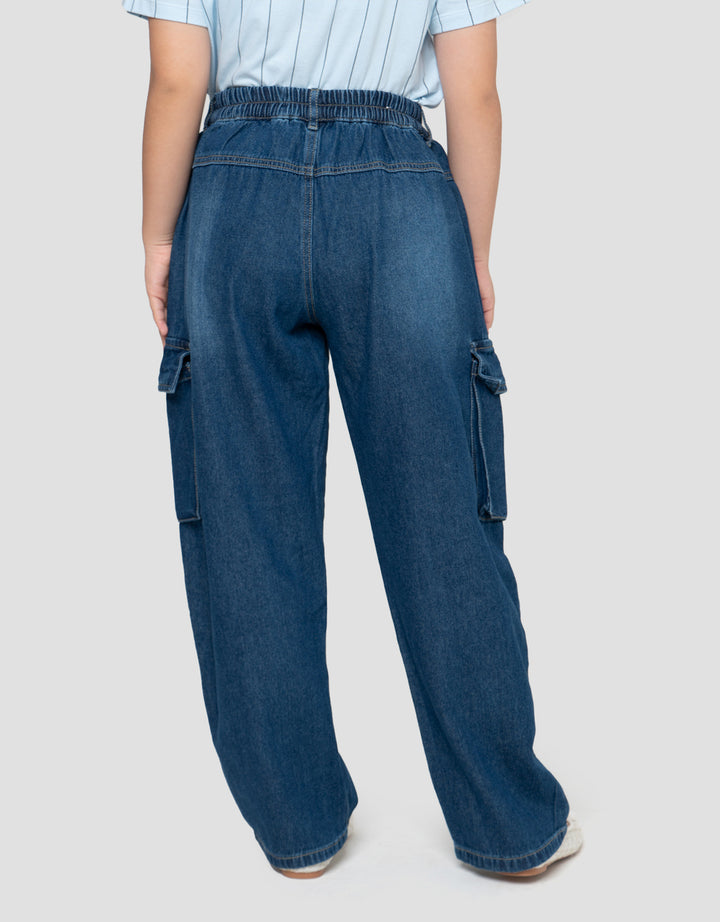 Nevada Barrel Cargo Pocket Celana Denim Anak Perempuan