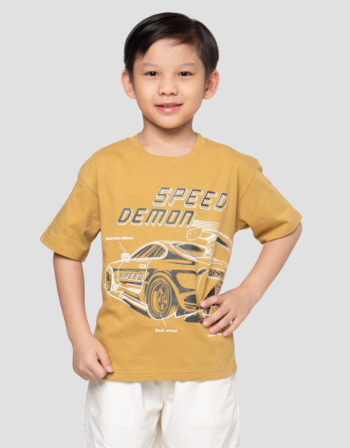 Little M Speed Demon Print Kaos Oversize Anak Laki-laki