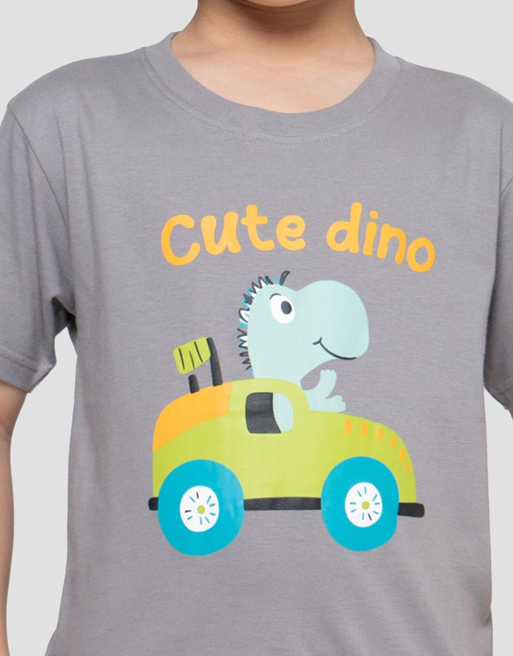 Little M Print Cute Dino Kaos Anak Laki-laki