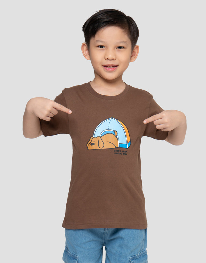 Little M Print Tired From Having Fun Kaos Anak Laki-laki