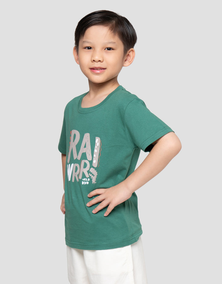 Little M Rawrr Dino Print Kaos Anak Laki-laki