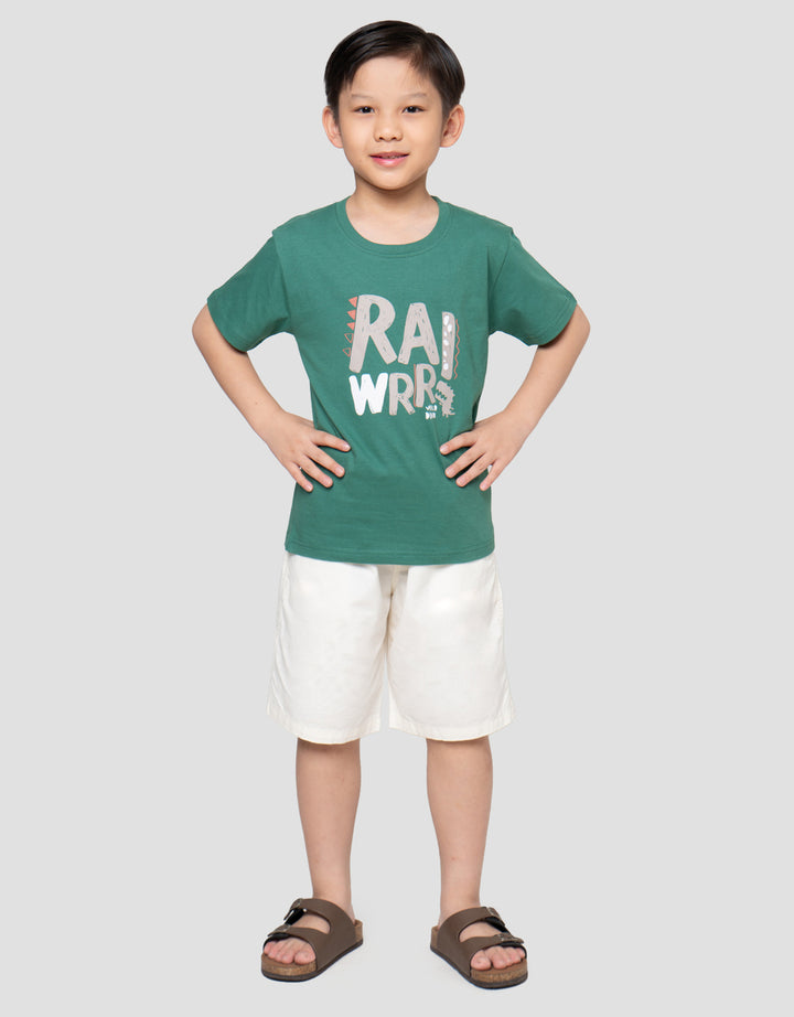 Little M Rawrr Dino Print Kaos Anak Laki-laki