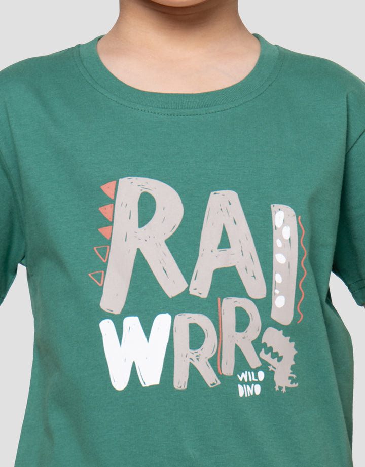 Little M Rawrr Dino Print Kaos Anak Laki-laki