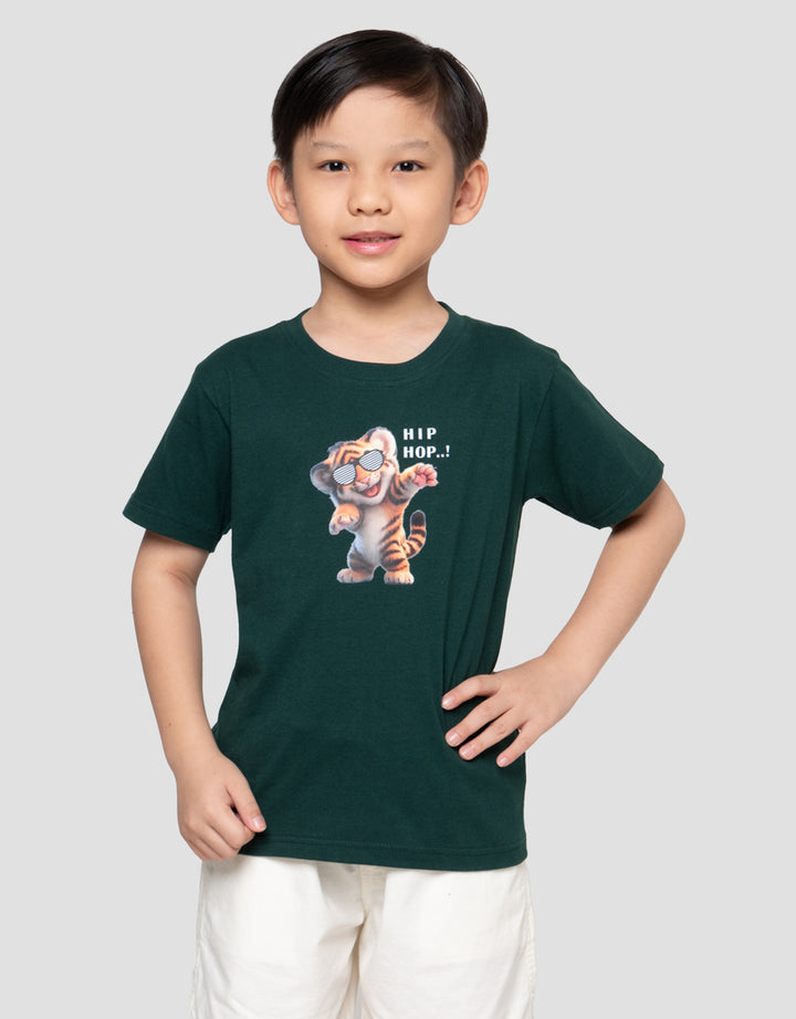 Little M Tiger Hip Hop Print Kaos Anak Laki-laki