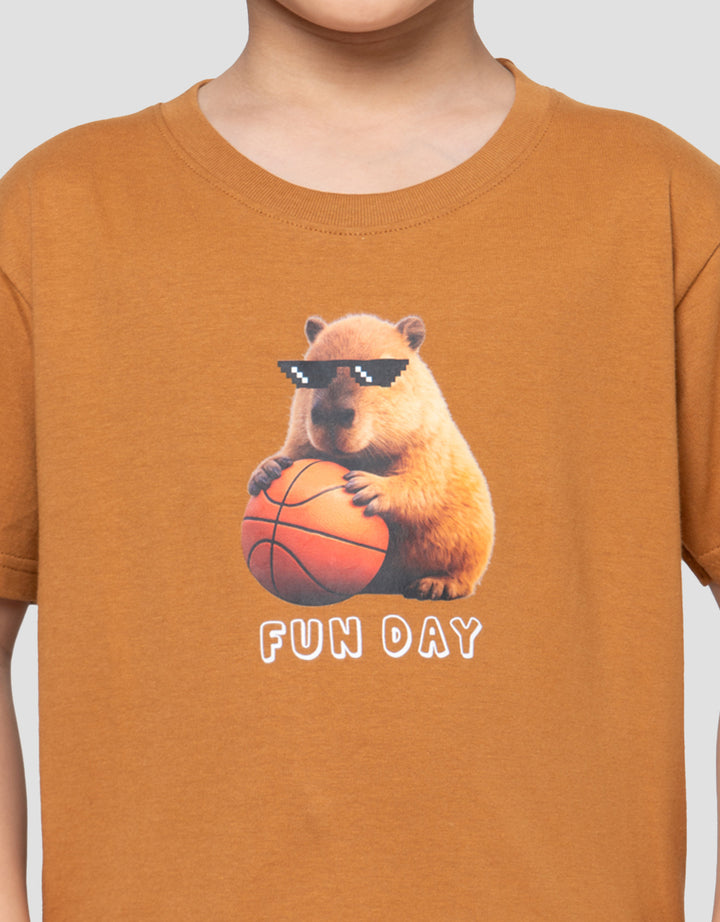 Little M Capibara Fun Day Print Kaos Anak Laki-laki