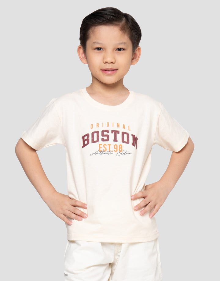 Little M Original Boston Print Kaos Anak Laki-laki
