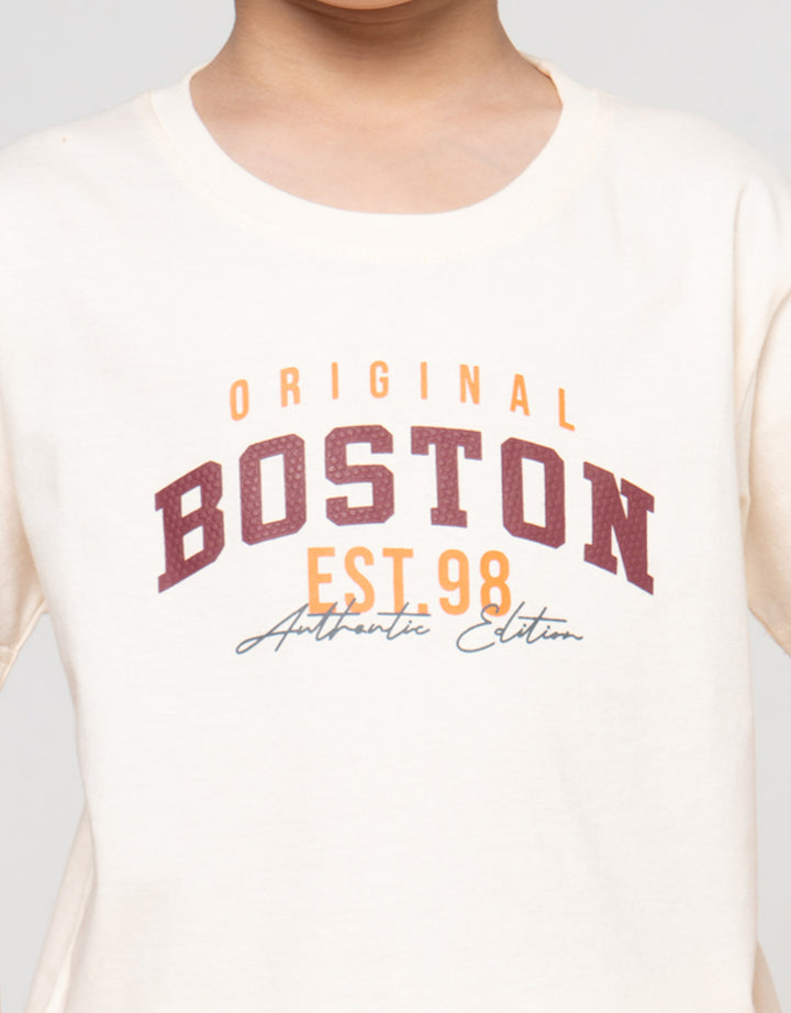 Little M Original Boston Print Kaos Anak Laki-laki