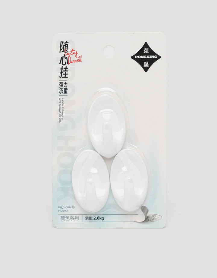 MxM Oval White Plastic Adhesive Gantungan