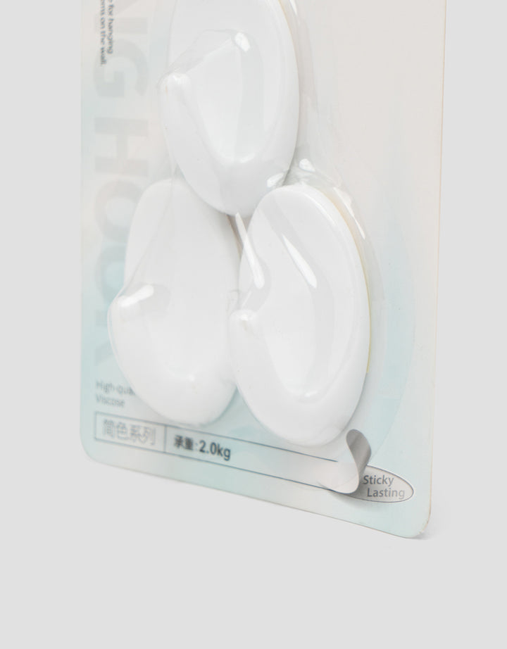 MxM Oval White Plastic Adhesive Gantungan