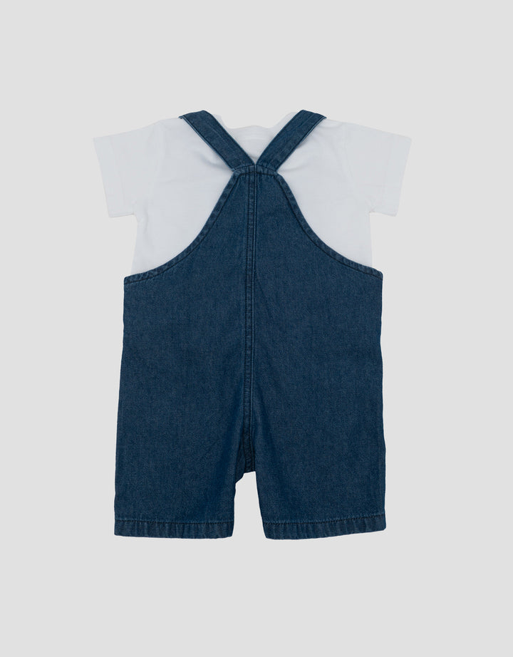 Little M Dino Embro Denim Overall Bayi