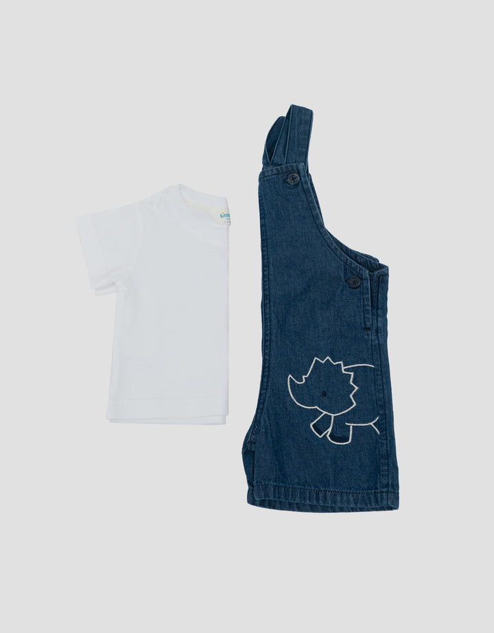 Little M Dino Embro Denim Overall Bayi