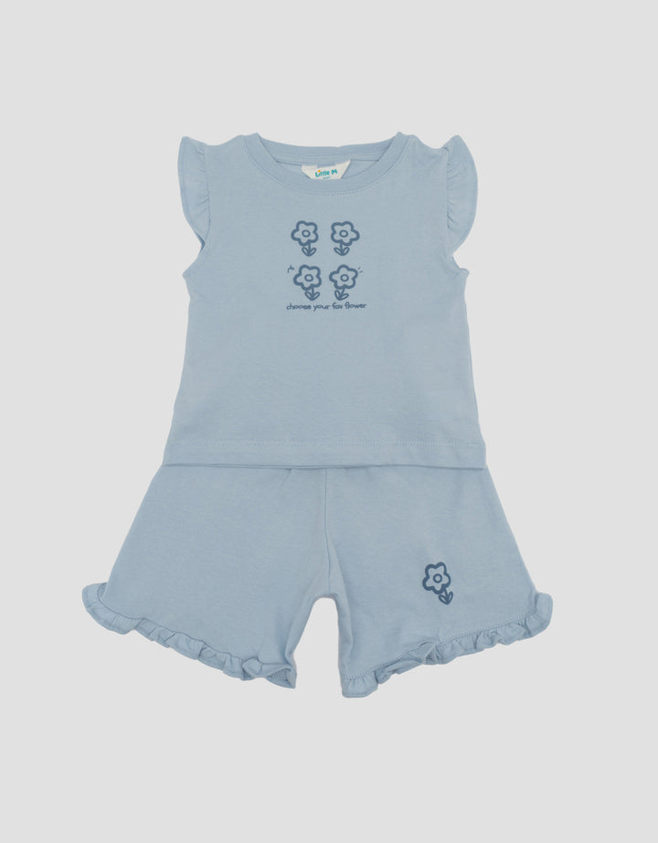 Little M Flower Print Pakaian Setelan Bayi