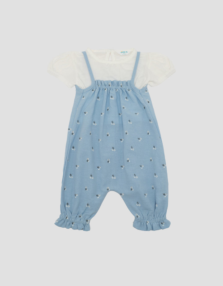 Little M 2Pc Rami Fullprint Flower Jumpsuit Overall Bayi