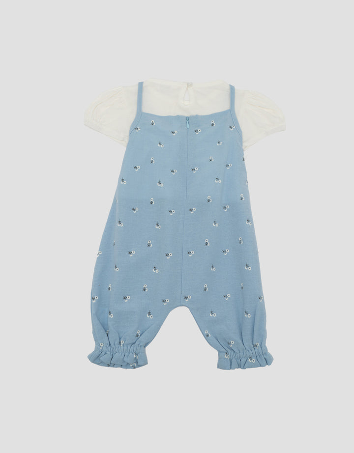 Little M 2Pc Rami Fullprint Flower Jumpsuit Overall Bayi
