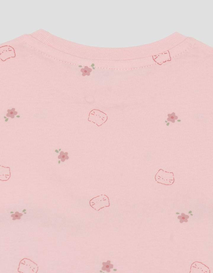 Little M Fullprint Kitty Flowers Pakaian Setelan Bayi