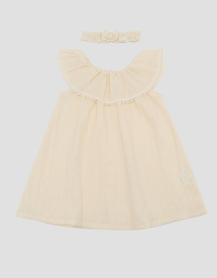 Little M Textured Stripe With Bandana Dress Bayi