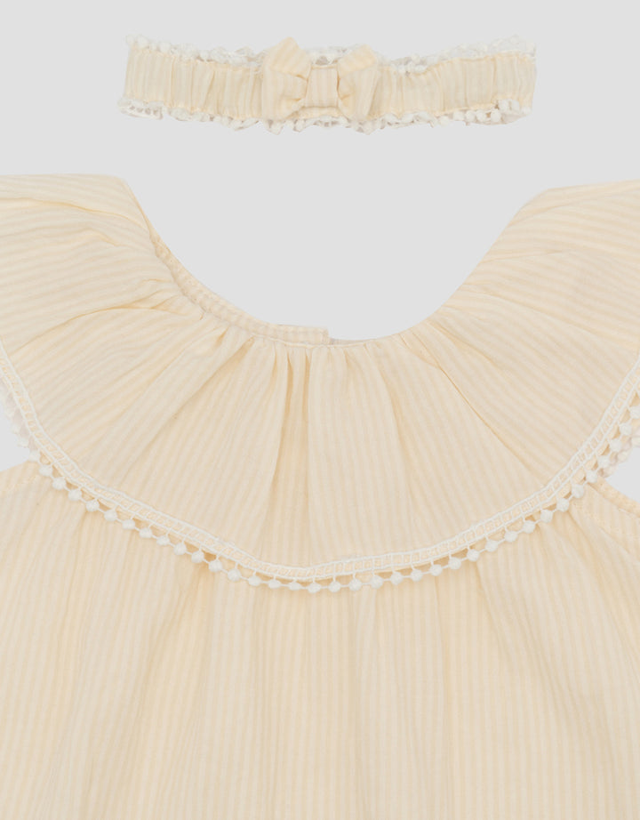 Little M Textured Stripe With Bandana Dress Bayi