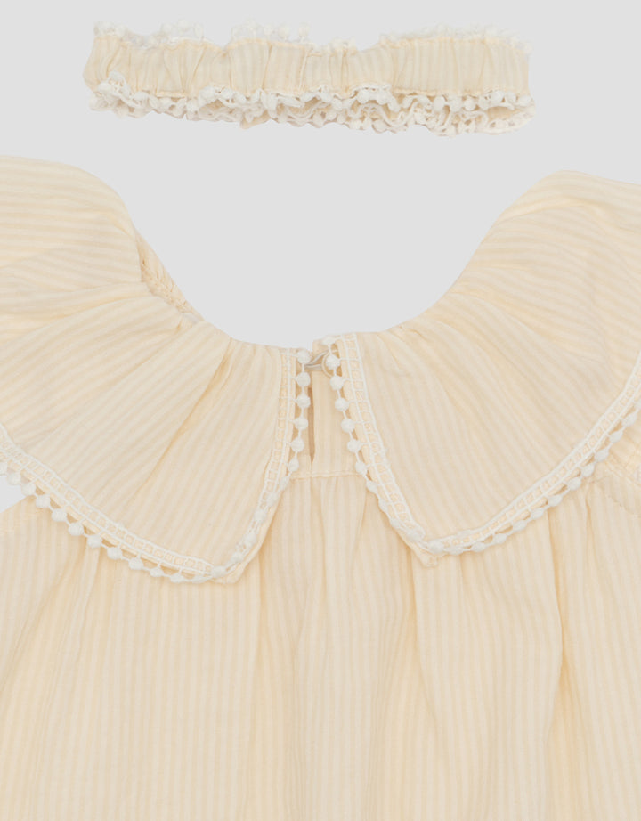 Little M Textured Stripe With Bandana Dress Bayi
