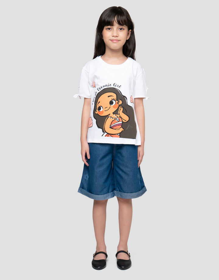 Disney Moana Oceanic Girl Print Kaos Anak Perempuan