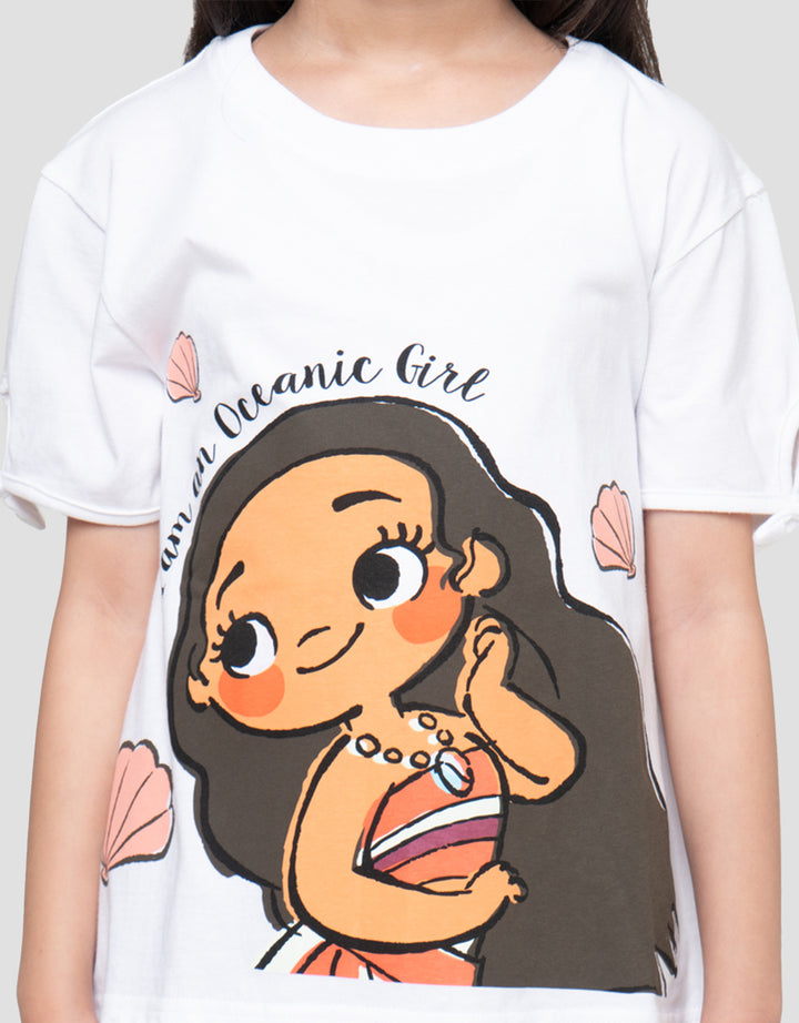 Disney Moana Oceanic Girl Print Kaos Anak Perempuan